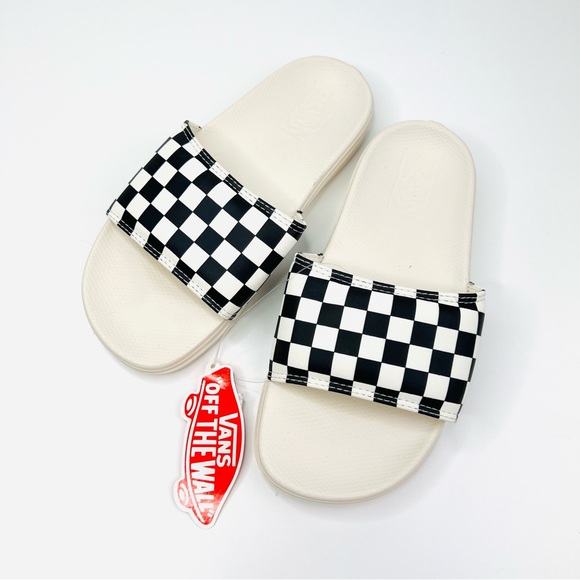 Vans Shoes - Vans Black Tan Checkerboard La Costa Slide-On Sandals